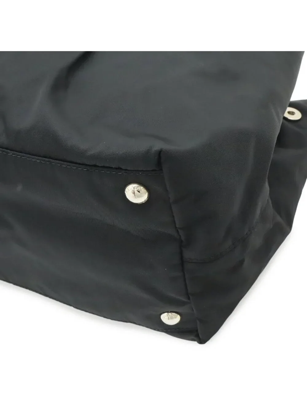 Prada Tote Ribbon Nylon Leather Nero Black Silver